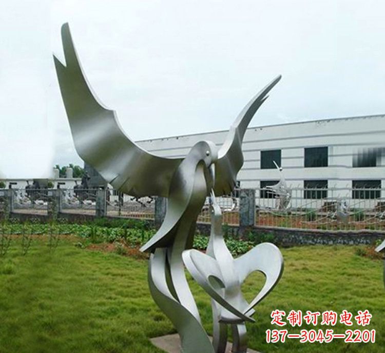 威海“喂食”不锈钢动物鸟类景观雕塑,公园校园中国文化传承雕塑