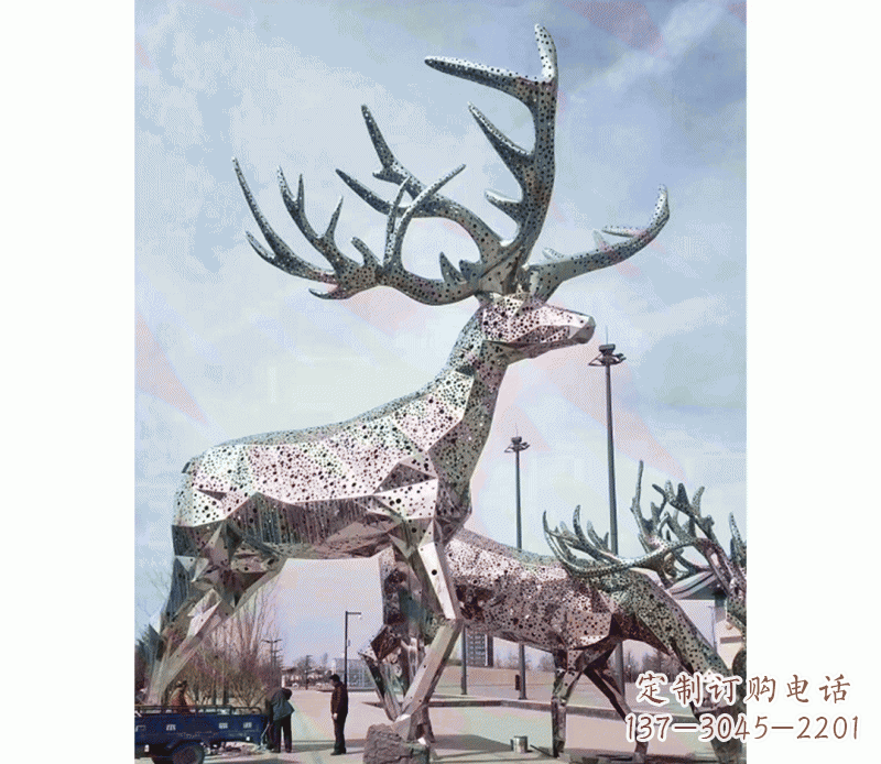 威海精致不锈钢梅花鹿摆件