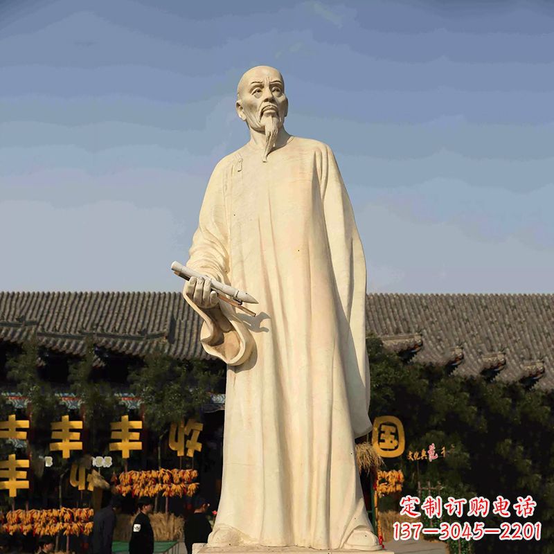威海清代书画家郑板桥石雕塑-中国历史名人汉白玉雕像