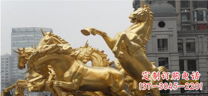 威海八马奔腾铜雕马群
