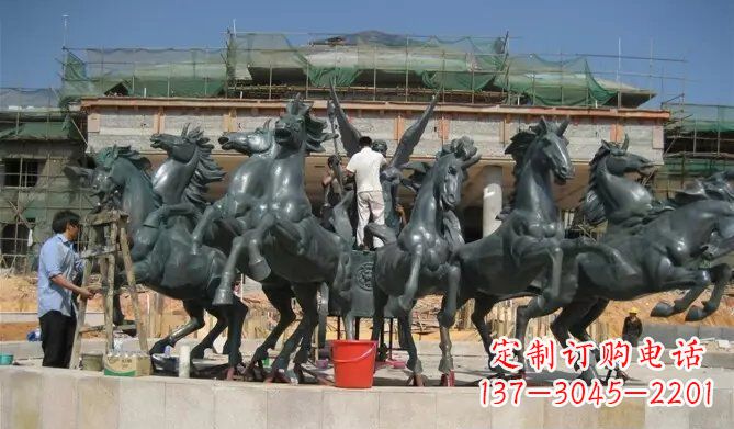 威海八马踏浪阿波罗战车景观铜雕