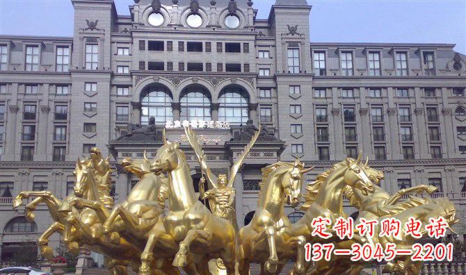 威海八匹马阿波罗战车酒店景观铜雕