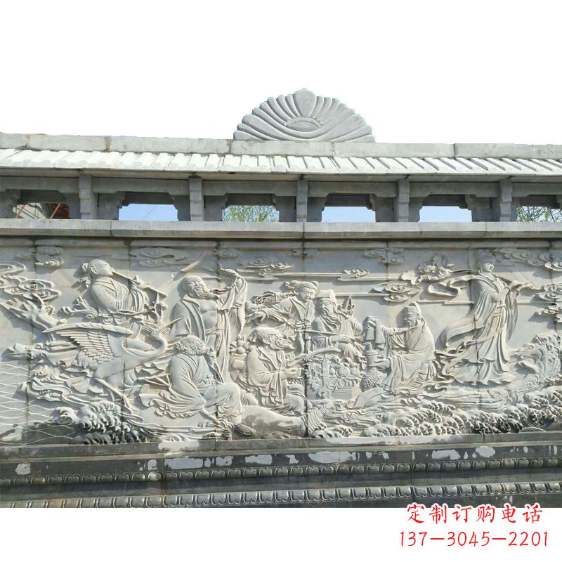 威海八仙寺庙浮雕墙画