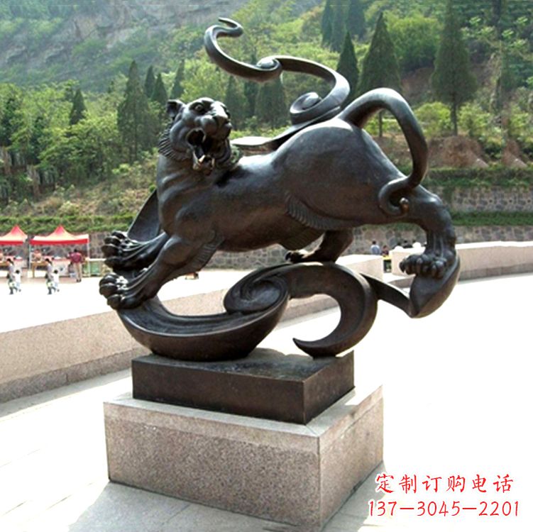 威海白虎神兽铜雕-纯铜铸造广场文化动物雕塑摆件