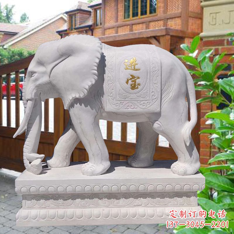 威海白石雕大象