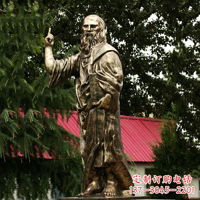 威海柏拉图玻璃钢仿铜雕像-世界名人古希腊著名哲学家雕塑