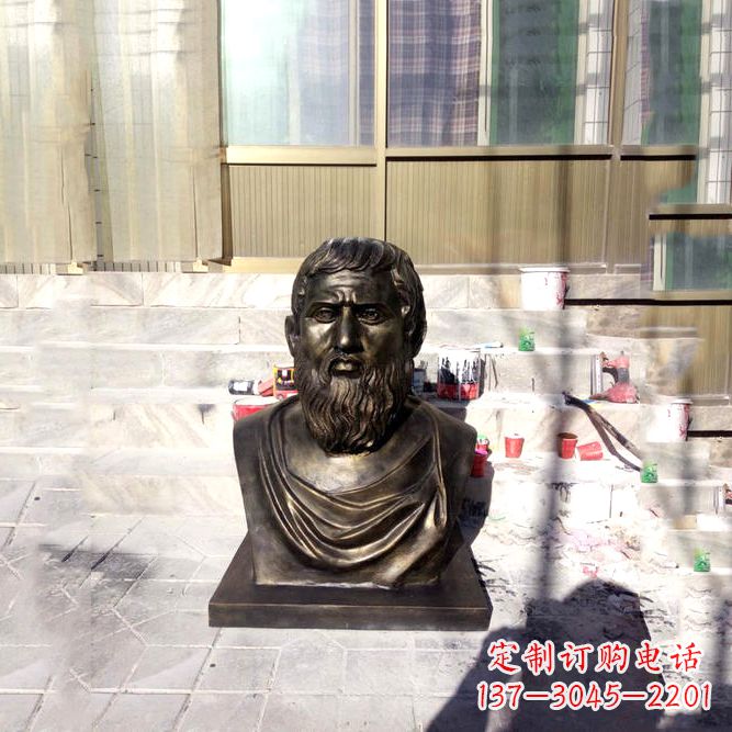 威海柏拉图仿铜头像-玻璃钢仿铜世界名人雕塑