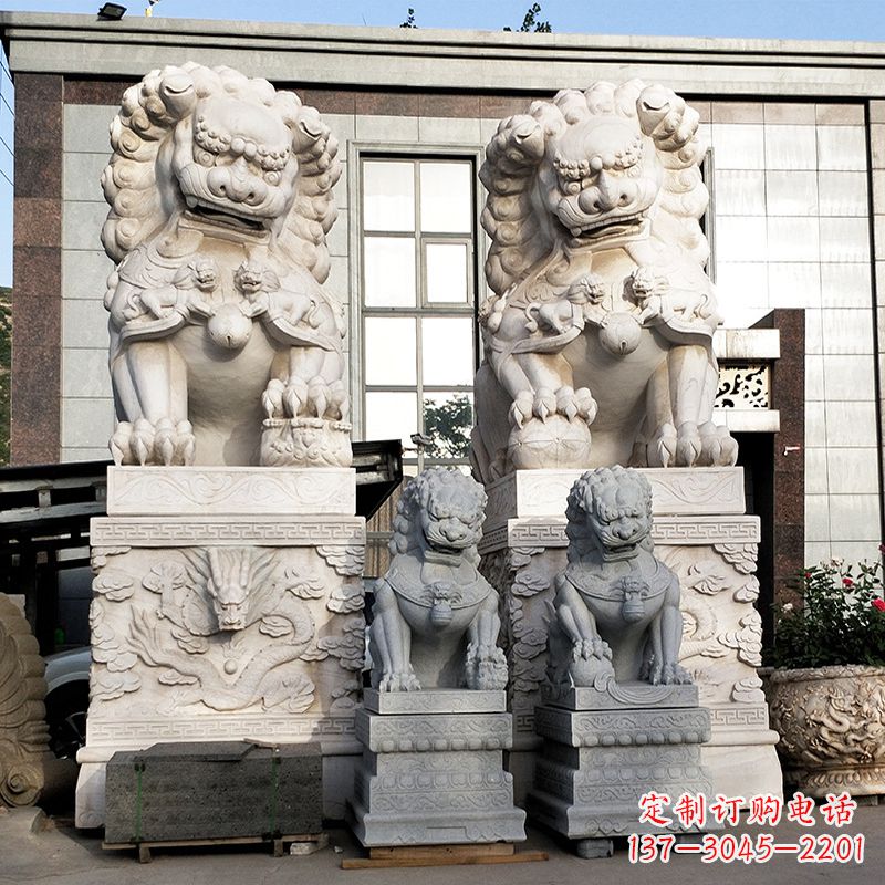 威海北京的石狮子-景区园林大型汉白玉看门神兽