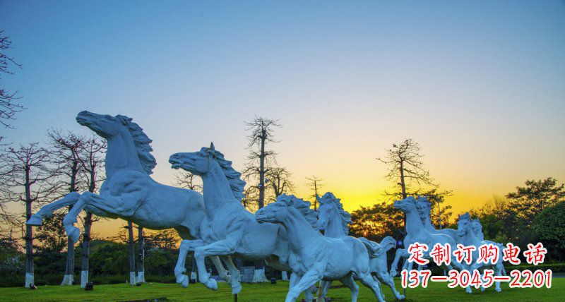 威海奔跑的马群城市公园景观铜雕