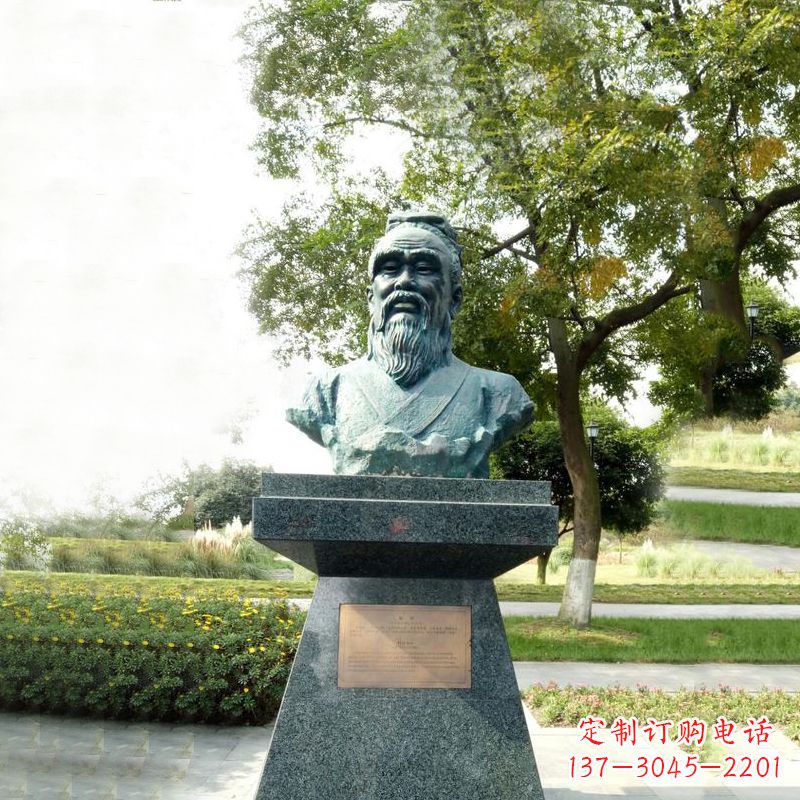 威海扁鹊石雕头像-公园中国古代十大名医历史著名医学人物雕塑