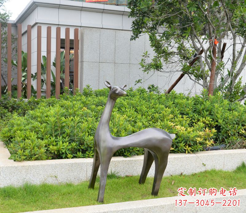 威海别墅抽象小鹿铜雕