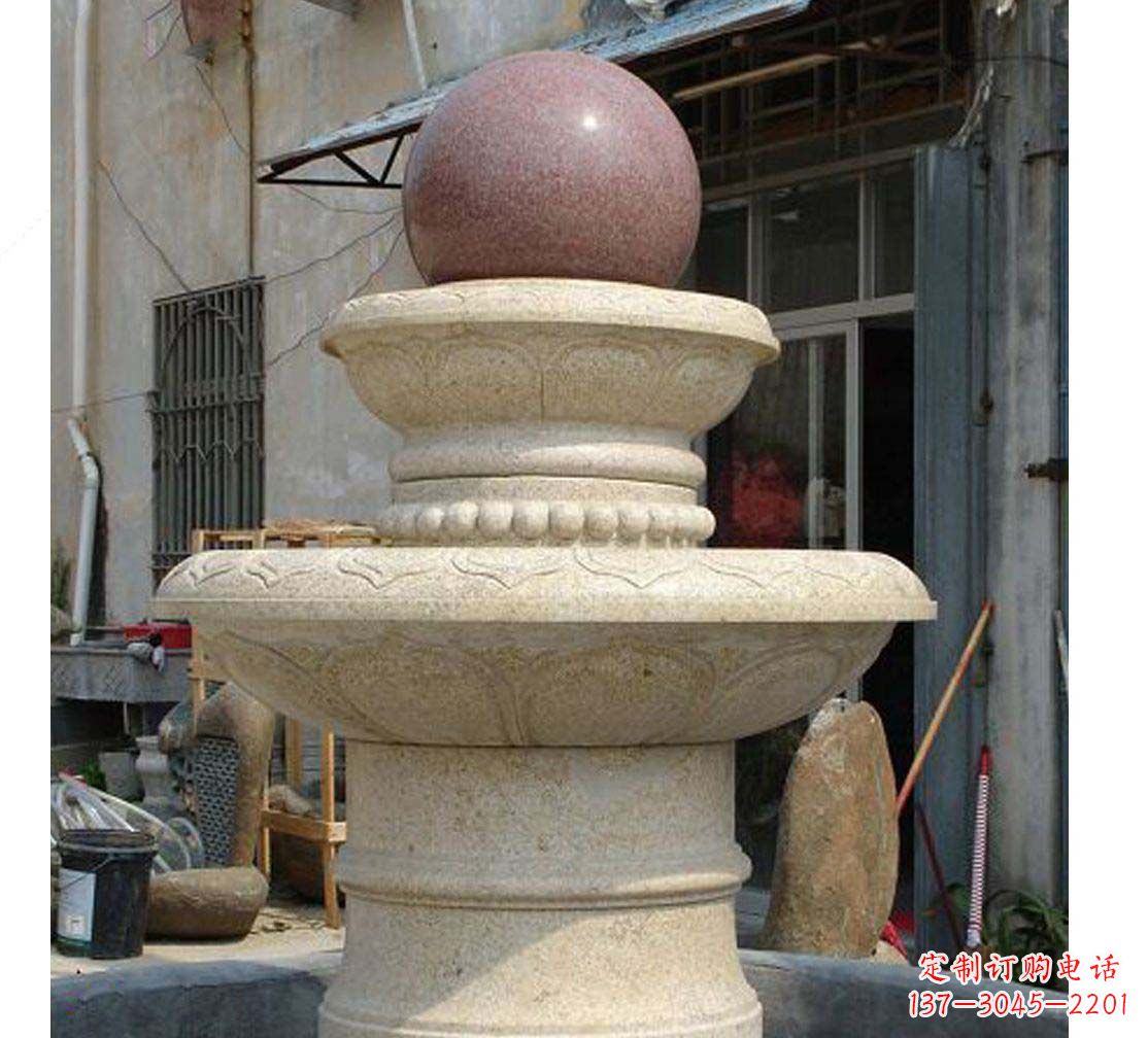 威海别墅景观大理石风水球喷泉雕塑