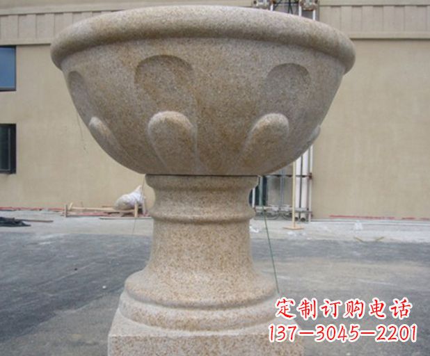 威海别墅景观大理石花盆石雕 (3)
