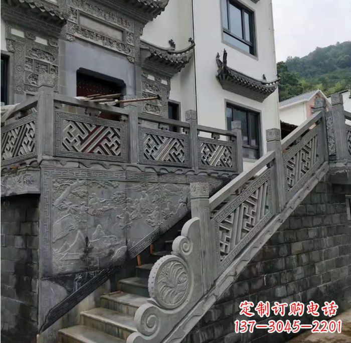 威海别墅景观仿古石雕栏板_2