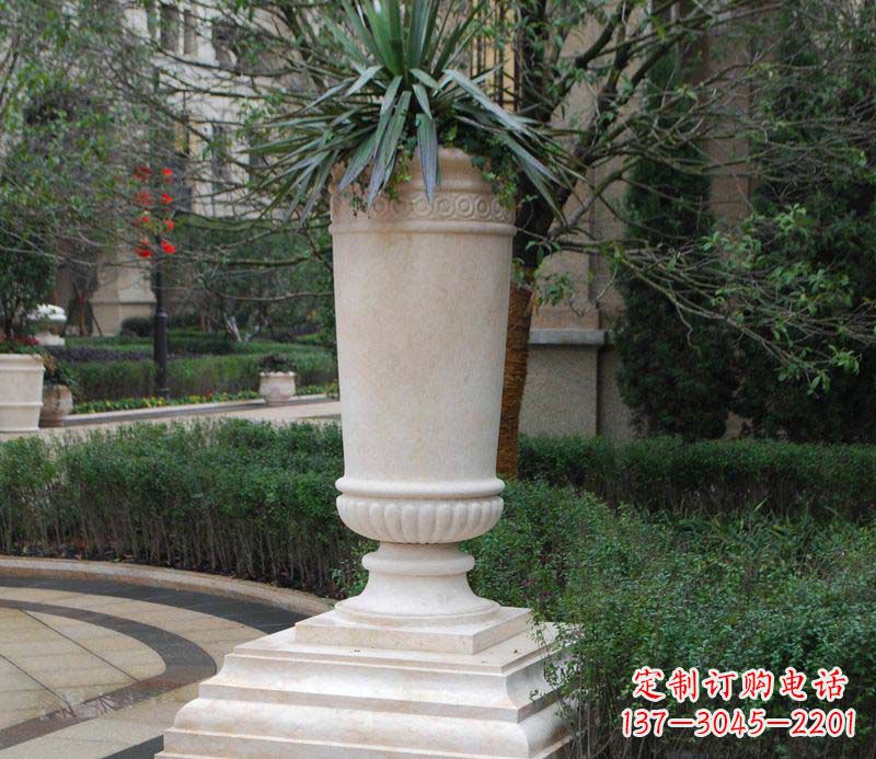 威海别墅景观石雕花盆