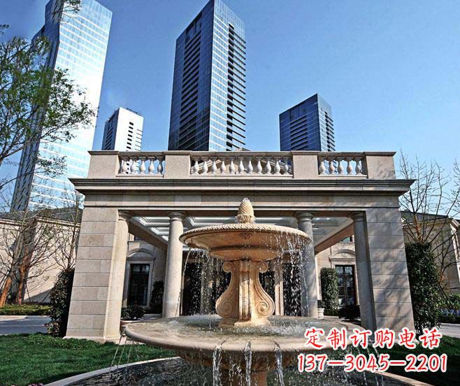 威海别墅景观晚霞红喷泉石雕 (2)