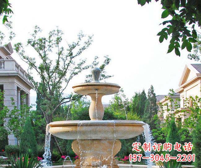威海别墅景观晚霞红喷泉石雕