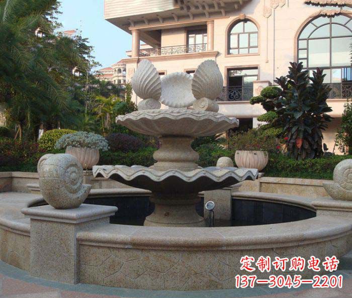 威海别墅景观蜗牛喷泉石雕