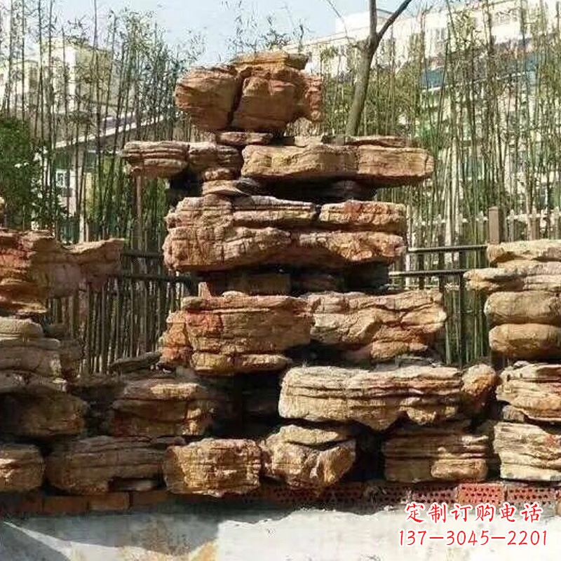 威海别墅庭院千层石奇石假山