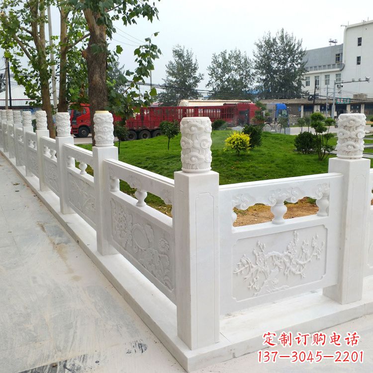 威海别墅园林大理石石雕栏板护栏