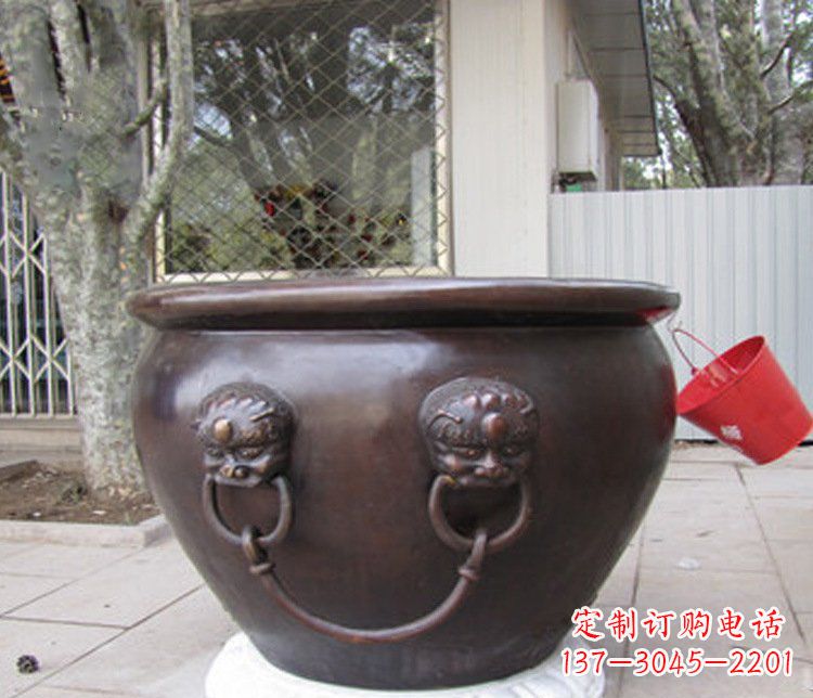 威海别墅招财水缸铜雕塑摆件 (2)