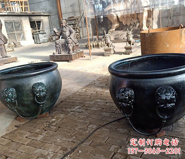 威海别墅招财水缸铜雕塑摆件 (3)