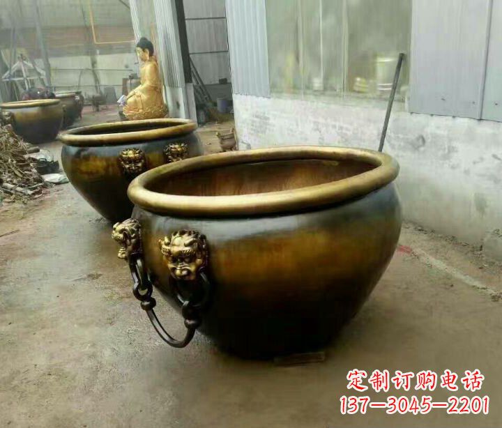 威海别墅招财水缸铜雕塑摆件 (4)