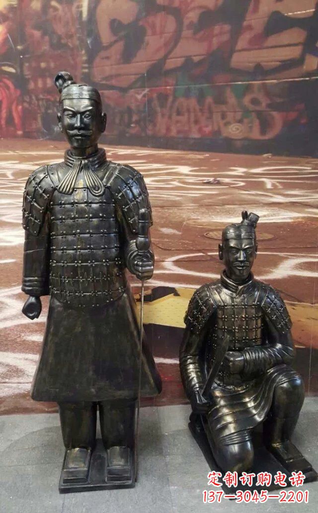 威海兵马俑玻璃钢仿铜人物雕塑