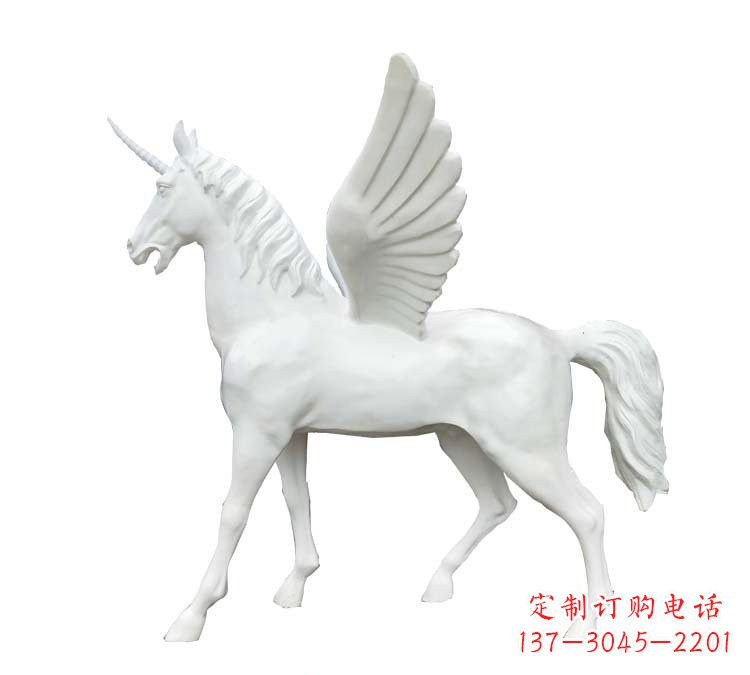 威海玻璃钢白色飞马雕塑