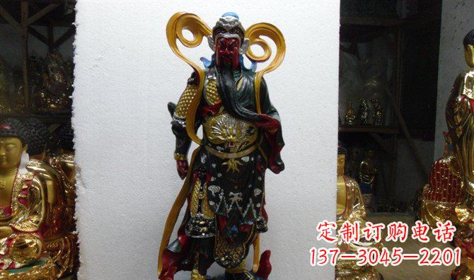 威海玻璃钢彩绘持刀关公