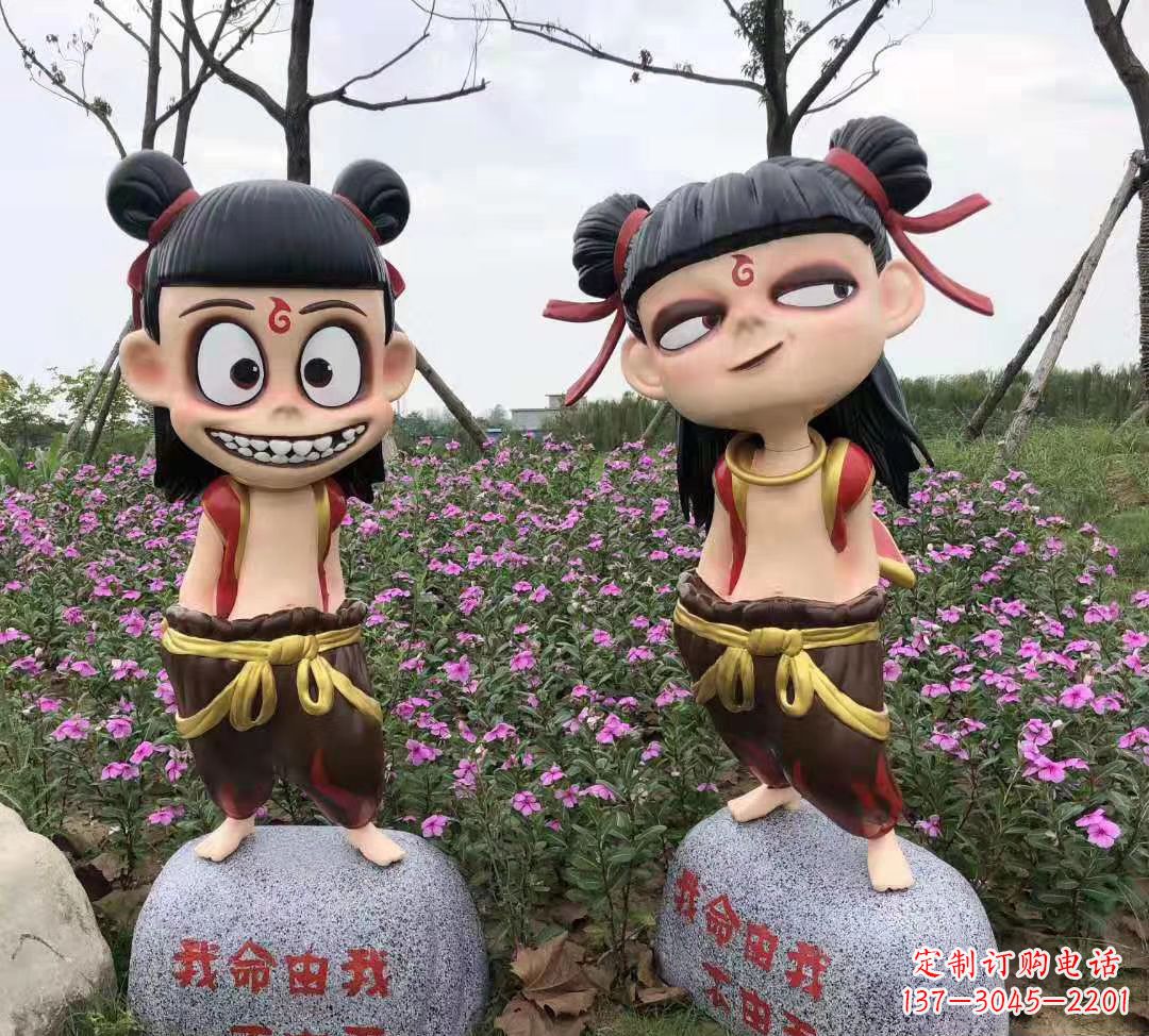 威海玻璃钢彩绘哪吒卡通人物
