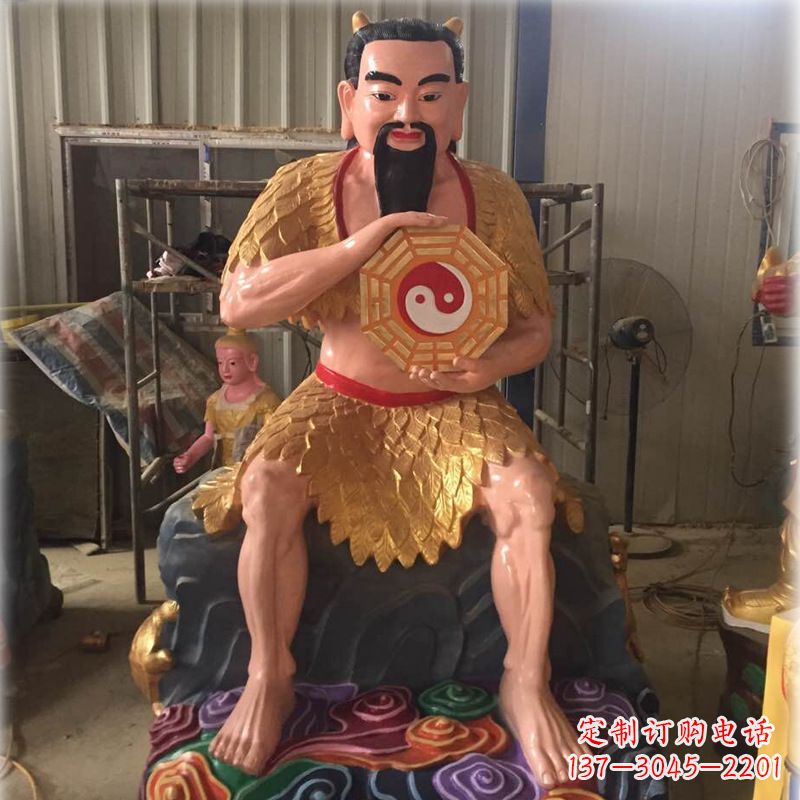 威海玻璃钢彩绘青帝太昊伏羲神像