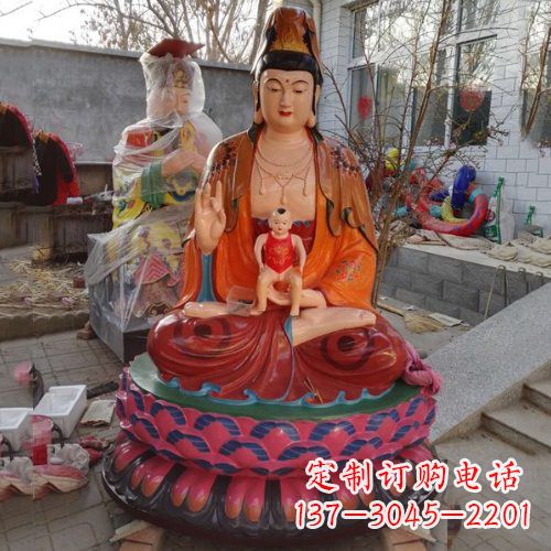 威海玻璃钢彩绘送子观音雕塑