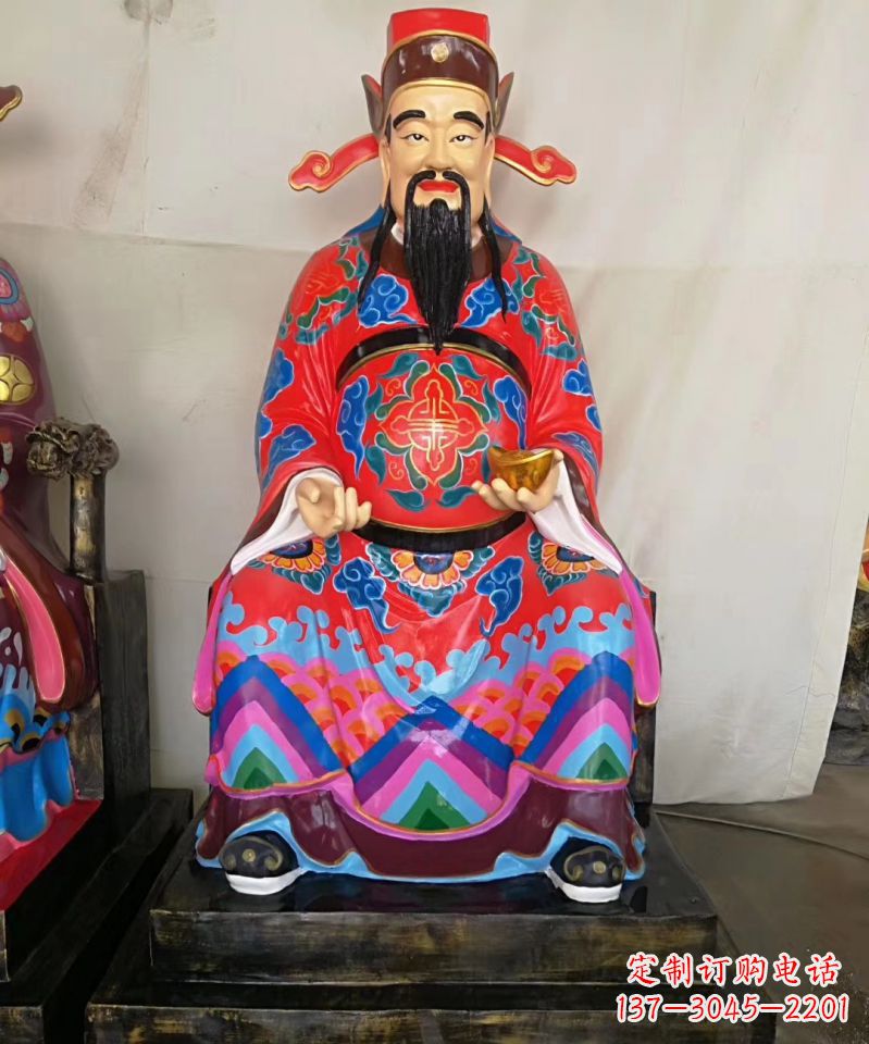 威海玻璃钢彩绘文财神神像雕塑