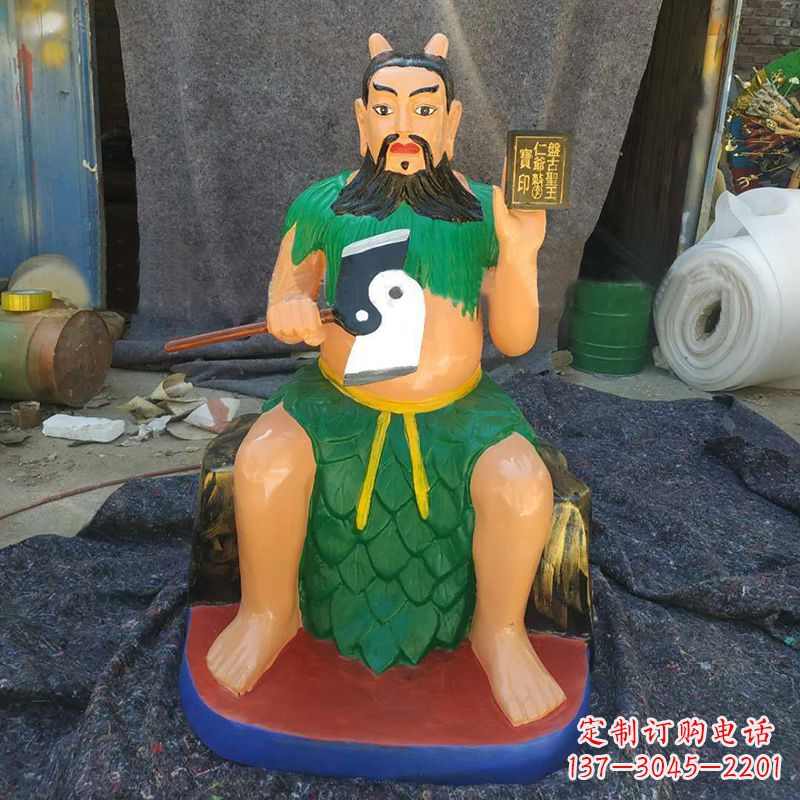 威海玻璃钢彩绘五榖神农大帝雕像