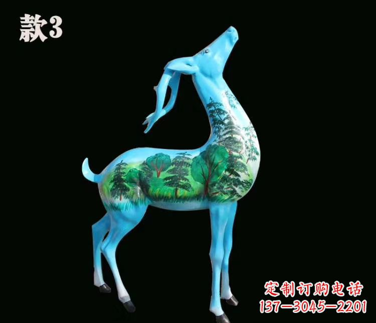 威海玻璃钢彩绘艺术小鹿雕塑