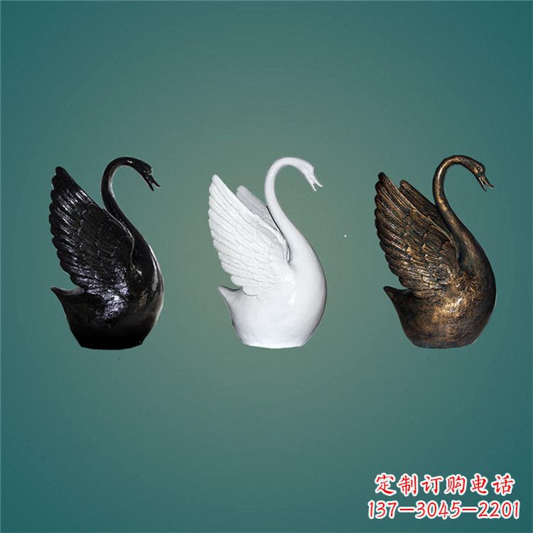 威海玻璃钢抽象天鹅雕塑-水景水池可喷水动物雕塑摆件