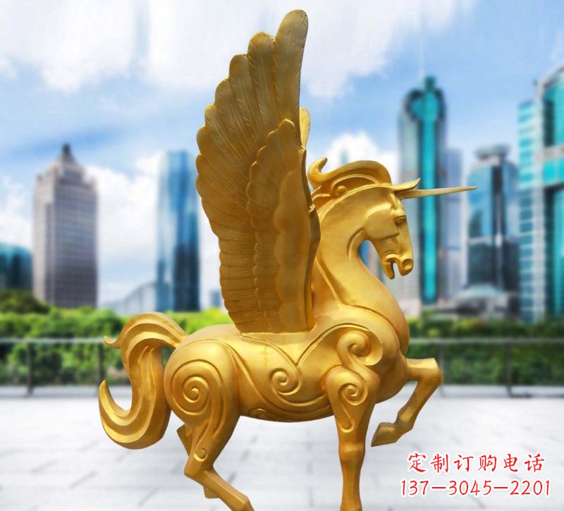 威海玻璃钢仿铜独角兽雕塑精美雕塑艺术