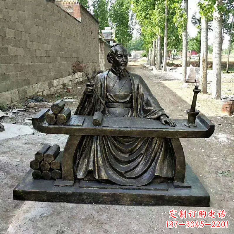 威海玻璃钢仿铜历史名人张衡情景雕塑