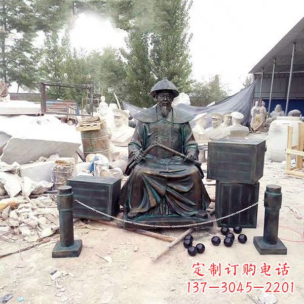 威海玻璃钢仿铜林则徐销烟雕塑