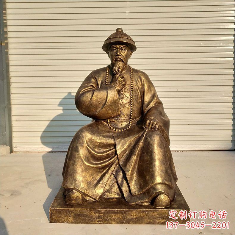 威海玻璃钢仿铜林则徐坐姿雕像