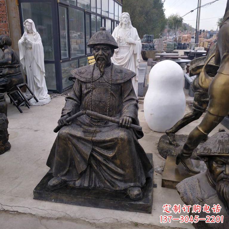 威海玻璃钢仿铜林则徐坐姿像
