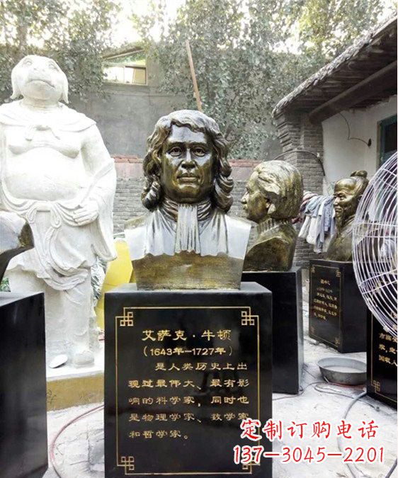 威海玻璃钢仿铜牛顿头像