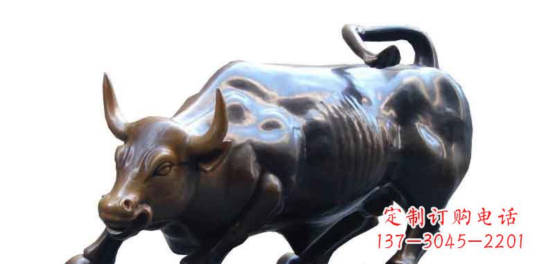 威海玻璃钢仿铜牛公园动物雕塑_2