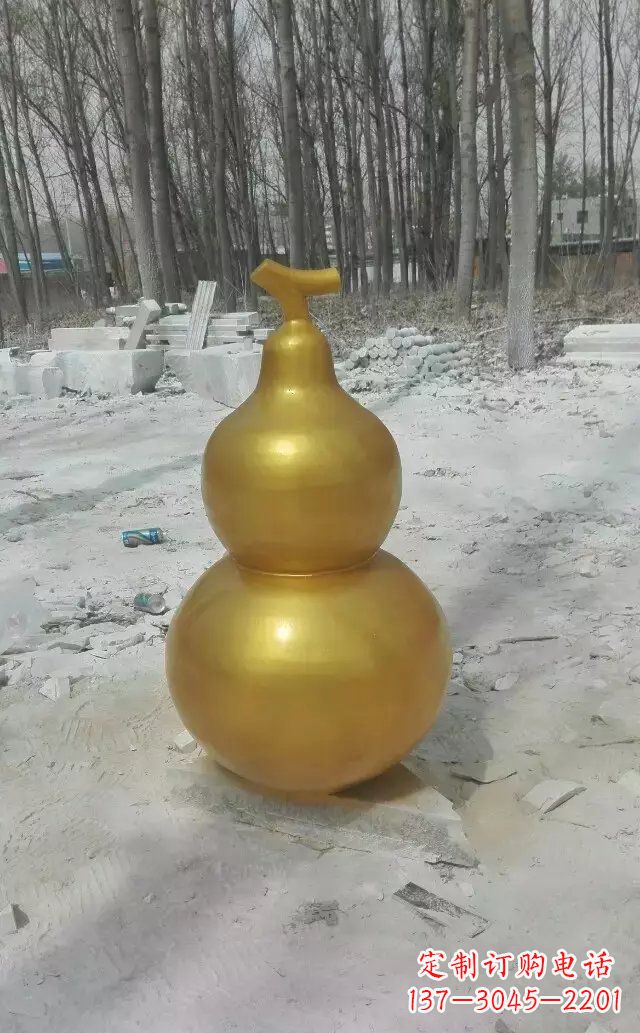 威海玻璃钢仿铜喷漆葫芦雕塑