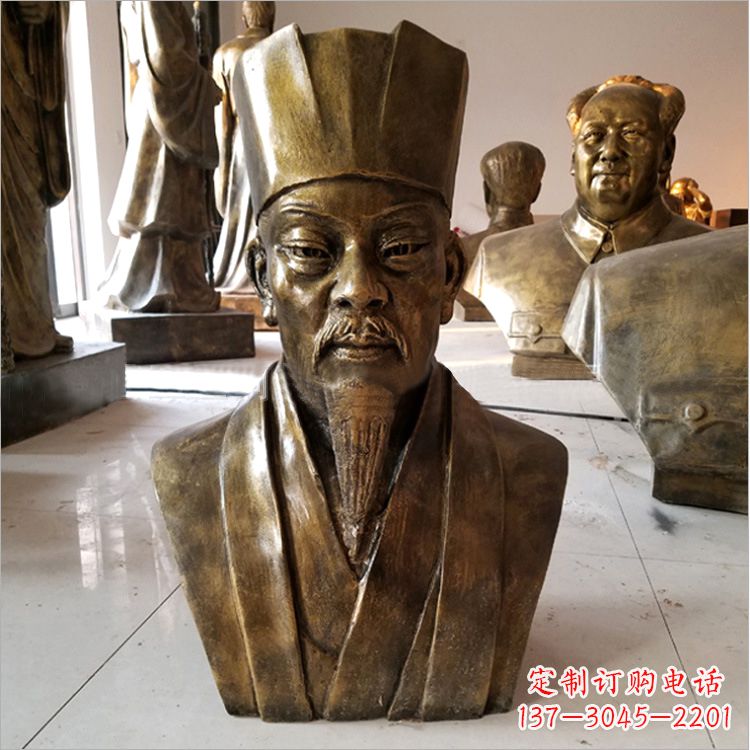 威海玻璃钢仿铜苏轼头像雕塑