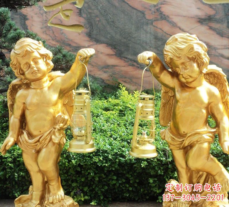 威海玻璃钢仿铜小天使路灯