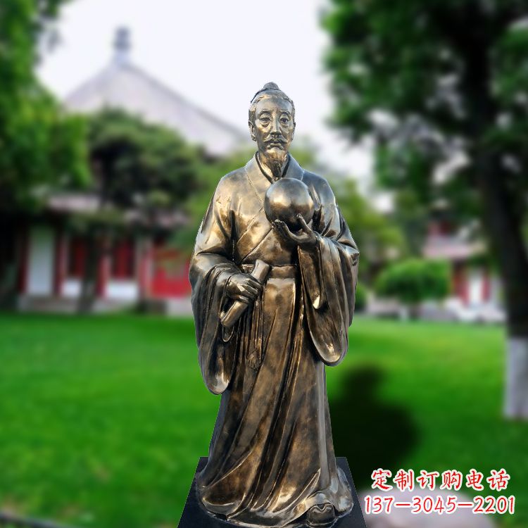 威海玻璃钢仿铜张衡塑像-中国东汉时期著名天文学家