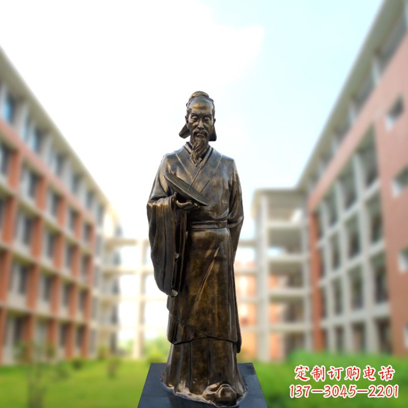威海玻璃钢仿铜祖冲之雕塑-学校校园历史名人雕像