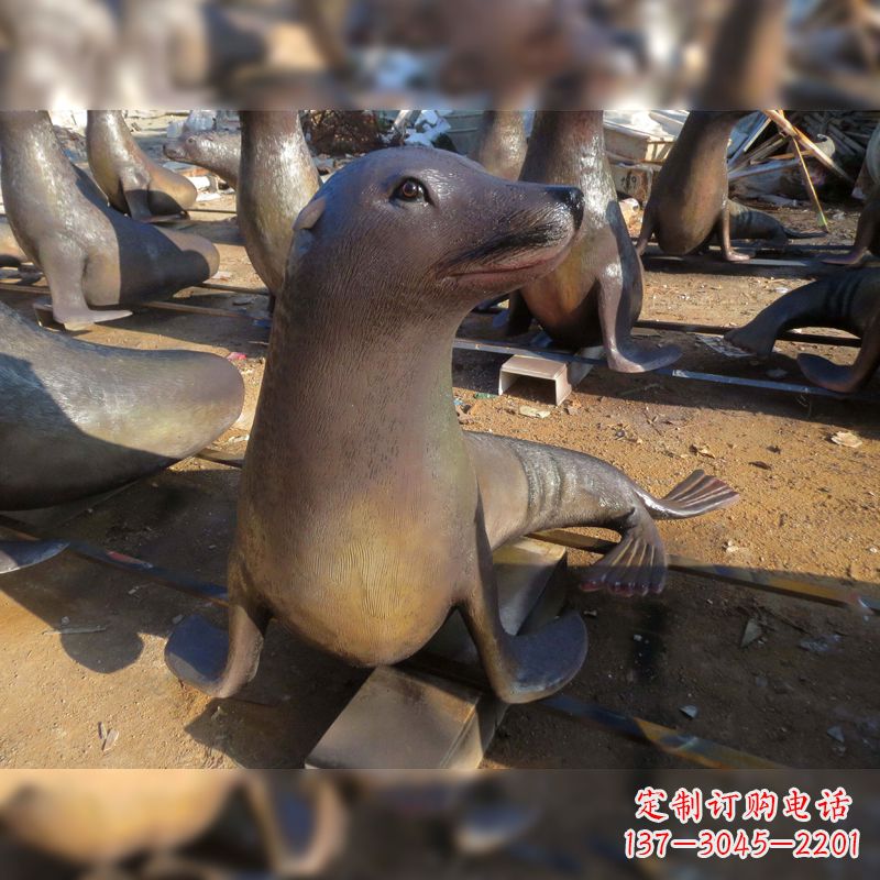 威海玻璃钢仿真海豹雕塑
